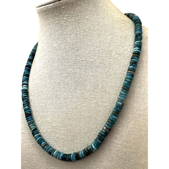 NEW Blue Natural Apatite Stone Beaded Necklace - Picture 3 of 11